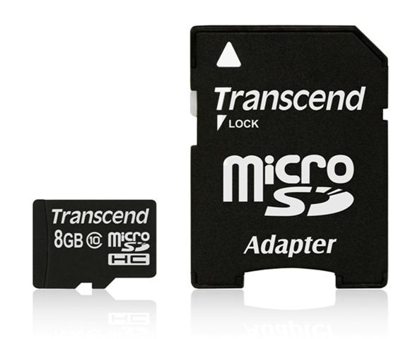 MICRO SD 8GB TRANSCEND + SD adapter TS8GUSDHC10 - Micro SD