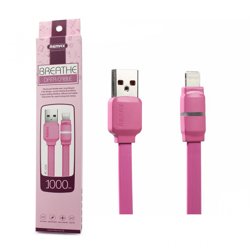 Data kabal Remax Breathe RC-029m za iPhone 5/iPhone 6/6S pink 1m - Data kablovi za iPhone