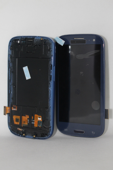 LCD Sam I9300 S3+touch screen plavi+frame - Samsung displej