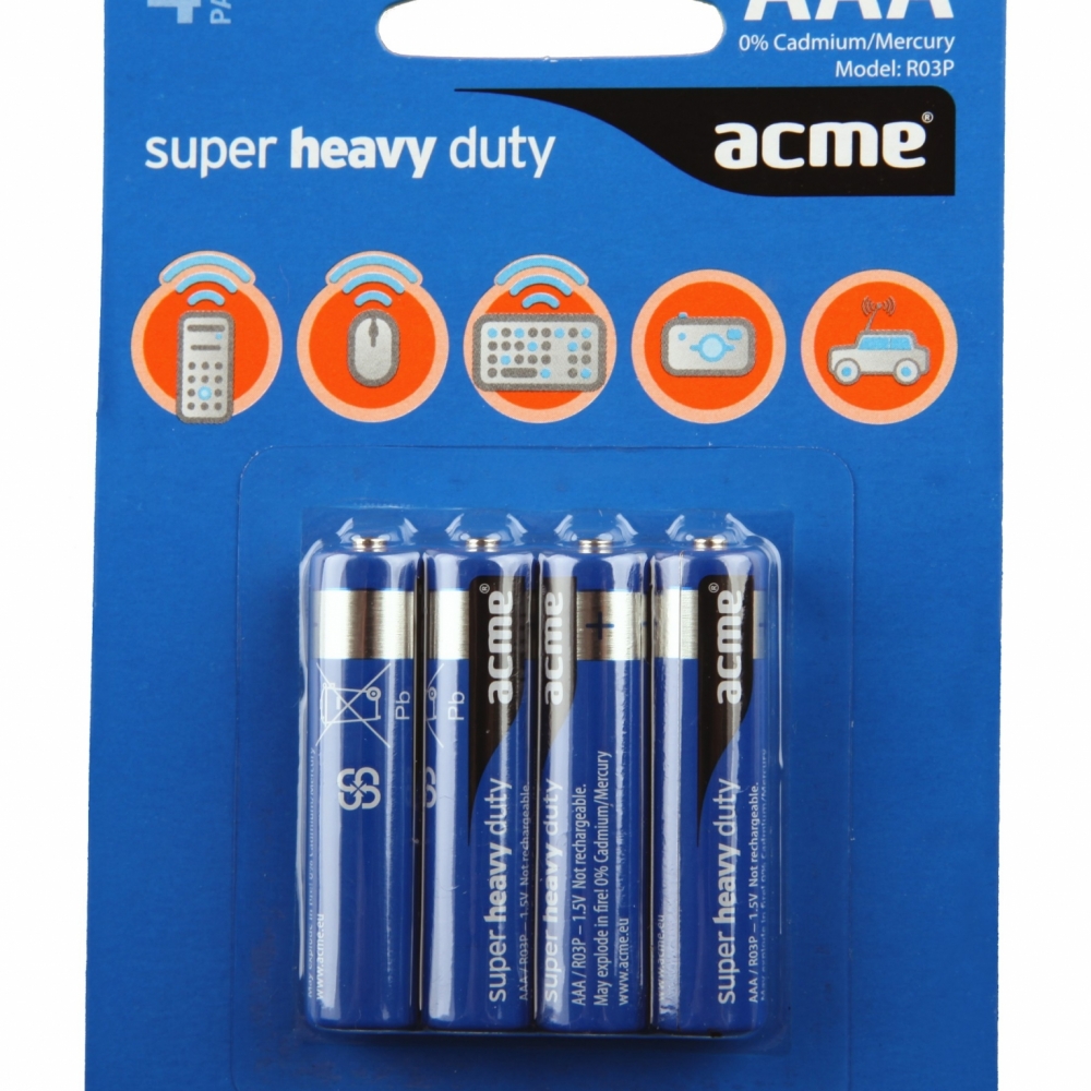 Baterije ACME R03P AAA Super Heavy Duty pak 1/4 - Punjive baterije